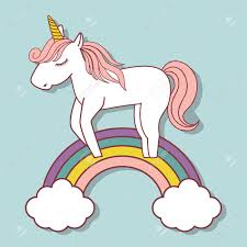 Die einfachen linien sind auch ideal für stickereien! Susse Einhorn Und Regenbogen Symbol Uber Blauem Hintergrund Farbenfrohes Design Vektor Illustration Lizenzfrei Nutzbare Vektorgrafiken Clip Arts Illustrationen Image 77342743