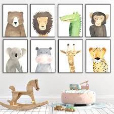 Cheap Peinture Et Calligraphie Buy Directly From China Suppliers Ours Leopard Hippopotame Lion Singe Pep En 2020 Maternelle Singe Creche Minimaliste Decoration Enfant