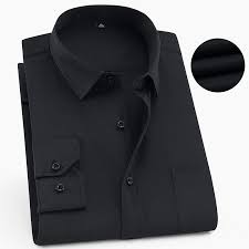 Us 11 77 46 Off Plus Size 6xl 5xl 4xl 3xl Fashion Mens Shirts Long Sleeve Button Up Black Male Dress Shirt Pure Color Formal Office Wear Blouse In