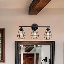 Makes a chic addition to your décor. 3 Light Industrial Bathroom Vanity Light Metal Wire Cage Wall Sconce Wall Lamp A Wall Fixtures Lamps Lighting Ceiling Fans
