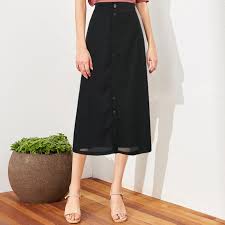 Black A Line Midi Skirt Plus Size Clothing In 2020 Midi Skirt Skirts High Waisted Skirt