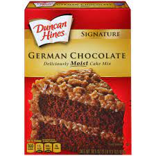 Stir in chocolate chips and pecans. 4 Pack Duncan Hines Moist Deluxe German Chocolate Cake Mix 18 25 Oz Walmart Com Walmart Com