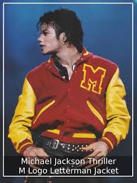 Michael Jackson Thriller M Logo Letterman Bomber Varsity Jacket