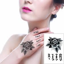 Tiny rose flower finger flower tattoo design. Fake Black Rose Flower Full Hand Finger Tattoo Sticker For Cool Woman Man Henna Temporary Waterproof Body Art Tattoo Summer 2020 Temporary Tattoos Aliexpress