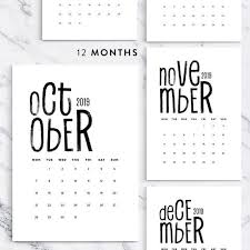 Printable Calendar 2019 Modern Typographic Calendar Planner Etsy Wall Calendar Design Calendar Design Calender Design