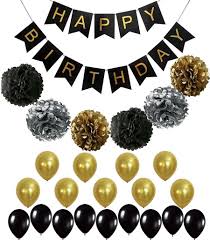Black And Gold Pom Poms Decorations Black And Gold Party Decorations Perfect Adult Birthday Decorations Happy Birthday Banner Black Gold Balloons And Paper Pom Poms Party Supplies For 30th 40th 50th 60th