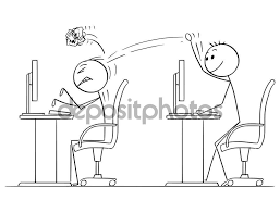 Cartoon Stick Man Drawing Conceptual Illustration Of Businessman Throwing Crumpled Paper Ball On Coworker Working On Computer Business Concept Of Bullying In Job Premium Vector In Adobe Illustrator Ai Ai Coloring page line art of a cartoon businessman tossing crumpled paper over his shoulder. cartoon stick man drawing conceptual