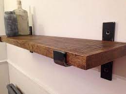 Hand Crafted Solid Oak And Steel Industrial Urban Farmhouse Shelf And Brackets Potential Shelving Oak Shelves Farmhouse Shelves Industrial Wall Shelves