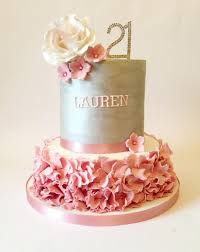 Birthday Cakes For Ladies Images Silver And Dusky Pink 21st Cake 21st Birthday Cakes 21st Cake Birthday Cake Girls