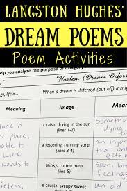 Langston Hughes Dreams And Harlem Dream Deferred Poem Activities Analyze Imagery Metaphors And Similes Poem Activities Poetry Analysis Poem Analysis