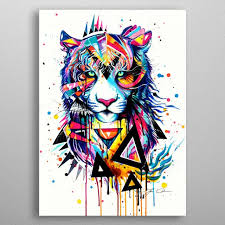 Abstract Tiger Poster Print By Pixie Cold Displate Tiger Painting Tiger Art Animal Art