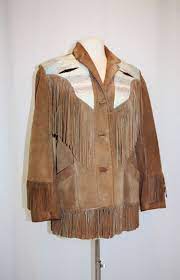 1960 S Pioneer Wear Leather Jacket Tan Chestnut Fringe Suede Small Cowgirl Country Western Vintage Retro 60s Blanket Weave Vintage Western Wear Fringe Leather Jacket How To Wear