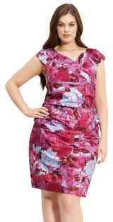 Suzi Chin For Maggy Boutique Pink New Floral Print Ruched Short Work Office Dress Size 18 Xl Plus 0x 61 Off Retail