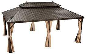 Amazon Com Purple Leaf 12 X 20 Outdoor Galvanized Steel Hardtop Double Roof Permanent Gazebo Canopy Aluminum Patio Garden Steel Gazebo Gazebo Canopy Gazebo