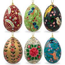 Set of 6 birds ukrainian wooden easter eggs pysanky 3 inches. Amazon Com Bestpysanky Set Of 9 Wooden Ukrainian Easter Egg Ornaments Home Kitchen