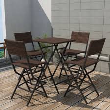5 Osainen Ruokailuryhma Ulkotiloihin Ruskea Polyrottinki Tama Ulkotilan Rottinkinen Baarisarja Jossa On Garden Dining Set Outdoor Bar Sets Outdoor Lounge Set