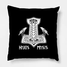 The power of metal, heavy as it can be.#hailodin !!! Epic Thor Hammer Hugin Munin Odin Wodan Viking Norse Mythology Runes Huginn And Muninn Kissen Teepublic De