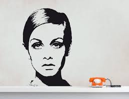 Twiggy Retro Wall Decal , Pop Art Graffiti Stencil Style Wall Sticker,  1960s Fashion Icon Street Art Wall Art for Home, Office & Store