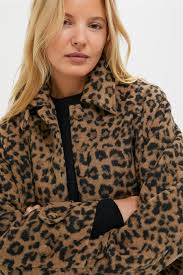 Brushed Wool Leopard Drew Short Trench Coat