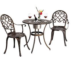 Maybe you would like to learn more about one of these? Buy Bonnlo 3 Piece Bistro Set With Ice Bucket Antique Outdoor Patio Furniture Weather Resistant Garden Aluminum Table And Chairs For Backyard Pool Online In Turkey B07r8pc1b1