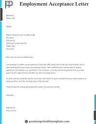 Employment Acceptance Letter Editable Pdf Pack Of 5 Premium Printable Templates Lettering Acceptance Letter Offer And Acceptance