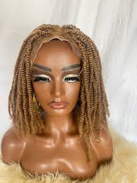 Kinky twist color 27 Women braided wig customize to fit any head size .