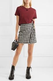 Black And White Houndstooth Skirt Outfit Black Houndstooth Wool Blend Wrap Mini Skirt Off White Mini Skirts Outfits Summer Houndstooth Skirt Outfit Mini Skirts