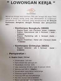 Lulusan sma smk d3 s1 semua jurusan lowongan bank bumn cpns terlengkap dan terupdate dari sumber yang terpercaya. Lowongan Kerja Pt Pos Indonesia Bengkulu Caribengkulu