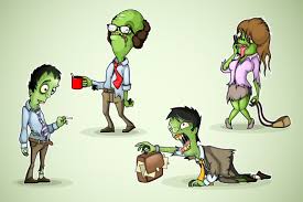 Set Of Four Office Zombies Office Zombie Zombie Illustration Illustration