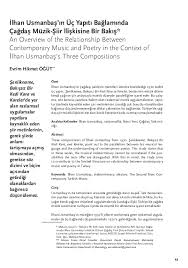 Pdf Ilhan Usmanbas In Uc Yapiti Baglaminda Cagdas Muzik Siir Iliskisine Bir Bakis An Overview Of The Relationship Between Contemporary Music And Poetry In The Context Of Ilhan Usmanbas S Three Compositions Evrim