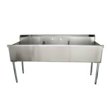 three compartment sink in stainless steel