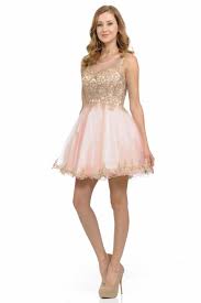 Lenovia 8101 Gold Embroidered Applique Illusion Neckline Cocktail Dress In 2020