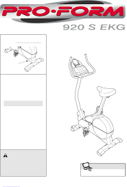 These workouts were all designed with a certified personal trainer. User Manual Pro Form 920 S Ekg 16 Pages