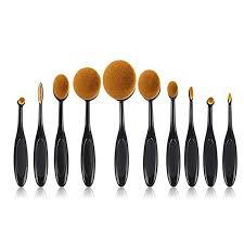 10pcs tooth shape oval makeup brush set