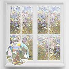 Amazon Com Rabbitgoo Window Privacy Film Rainbow Window Clings 3d Decorative Window Vin Stained Glass Window Film Glass Window Decals Decorative Window Film