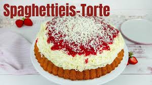 Puddingpulver (paradiescreme vanille) für den belag: Spaghettieis Torte Schmeckt Genau Wie Spaghettieis Erbeerkuchen Youtube