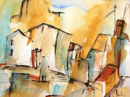 Aquarell Abstrahiert Stadtansicht Aquarell Und Tusche Wasserlosliche Tusche Aquarellbilder Aquarell Aquarell Architektur