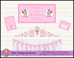 Twodles birthday spanish birthday wishes mickey mouse themed birthday party essen invitation card design invitation background disney birthday minnie mouse birthday party. Personalised Baby Minnie Mouse Birthday Party Decorations Katie J Design And Events