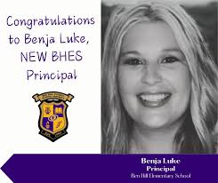 Congratulations to Benja Luke, our NEW BHES Principal. Mrs. Luke began her  career with Ben Hill County Schools in July 2007. She was a teacher at Ben  Hill Elementary from July 2007-May