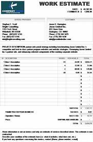Work Estimate Invoice Calculates Total Microsoft Excel Template Ready Made Office Templates