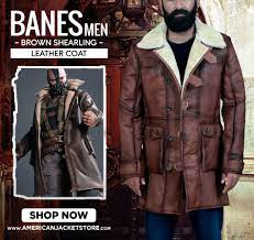 Banes Men Brown Shearling Leather Coat American Jacket Store Shearling Jacket Leather Coat Celebrities Leather Jacket
