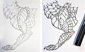 Schuppen Zeichnen Anleitung4 Drachen Zeichnen Drachen Malen Geometrisches Tattoo