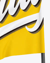 The design of flags is widely available in mockups. Matte Flag Mockup In Outdoor Advertising Mockups On Yellow Images Object Mockups
