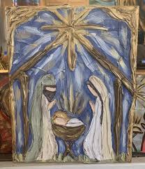 Nativity Painting Impasto Painting Christmas Canvas