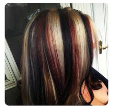 Platinum blonde with red ombre Red Blonde And Black Pinwheel Hair Color Hair Styles Hair Color For Black Hair
