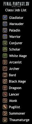 Ffxiv Class Job Icon Cheat Sheet Fixed Class Jobs List Of Jobs Class