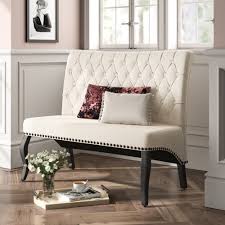 This charming storage bench with pine wood frame and linen upholstered seat is perfect for changing shoes in an entry hall, and its woven baskets can hold towels and other. Upholstered Bench With Back You Ll Love In 2021 Visualhunt
