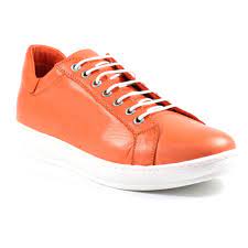 Lazy Dogz Forage Orange Leather Trainer - Ladies Shoes from Lunar Shoes UK