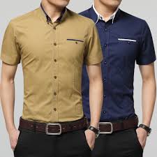 Men S Plain Short Sleeve Shirt Cotton Formal Business Wear Casual Shirt Shopee Malaysia