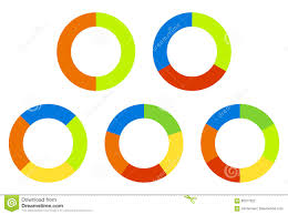 set pie charts graphs in 2 3 4 5 6 segments segmented